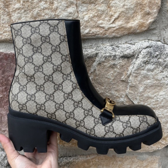 Gucci Shoes - Gucci Black monogram platform ankle boots fall bootie size 40 1/2 Women's 10.5